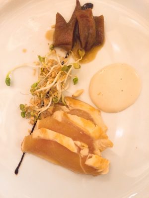 Gallo de corral, ajoblanco y mole, Pepe Solla