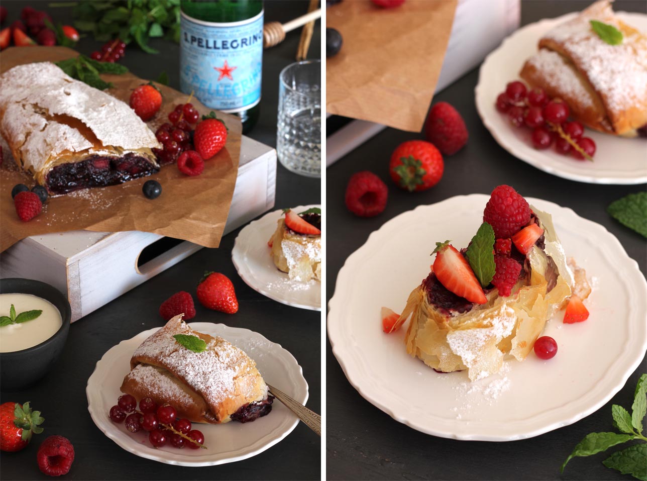 Strudel de frutos rojos y crema chantilly
