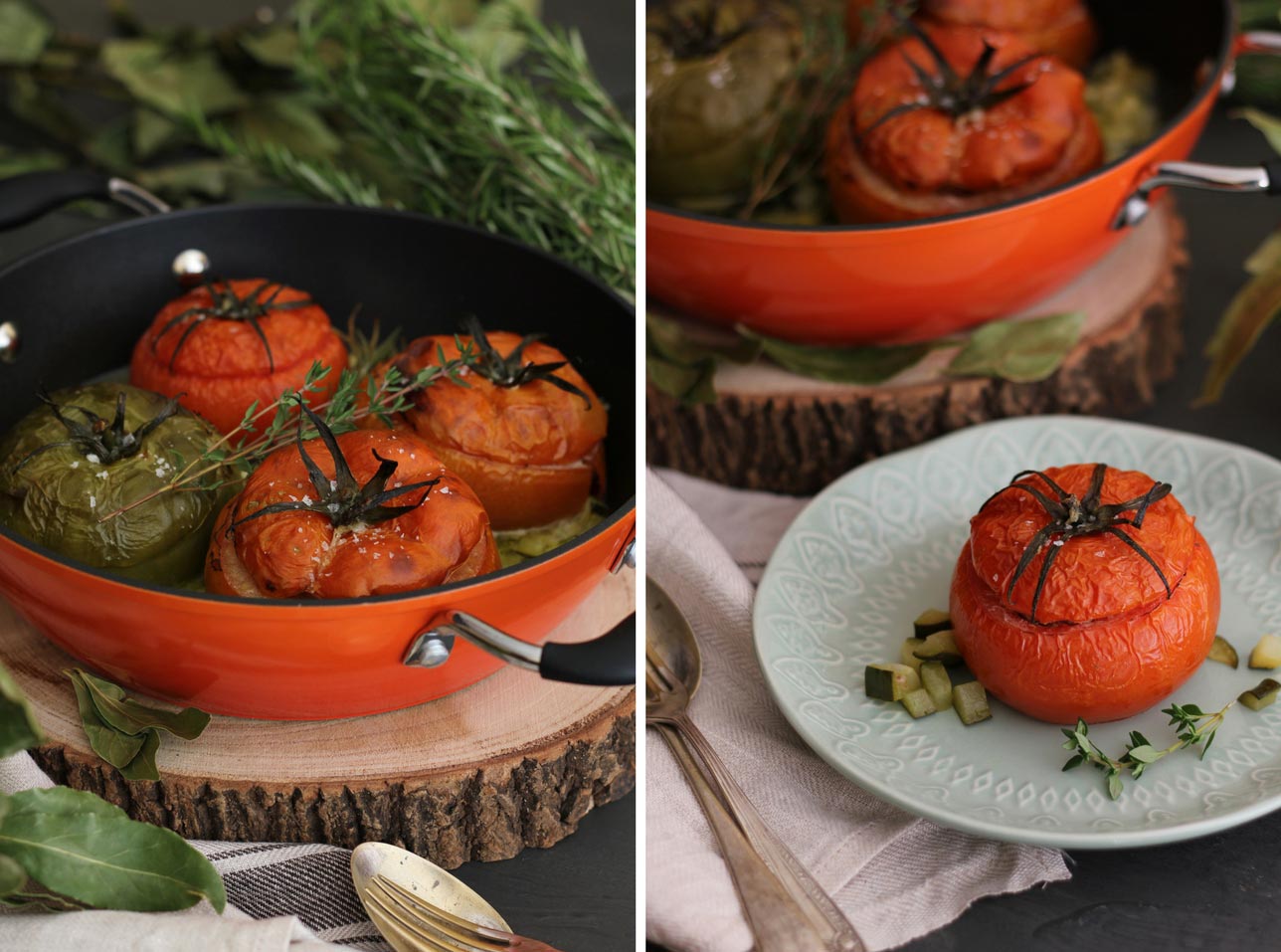 Tomates al horno rellenos de carne