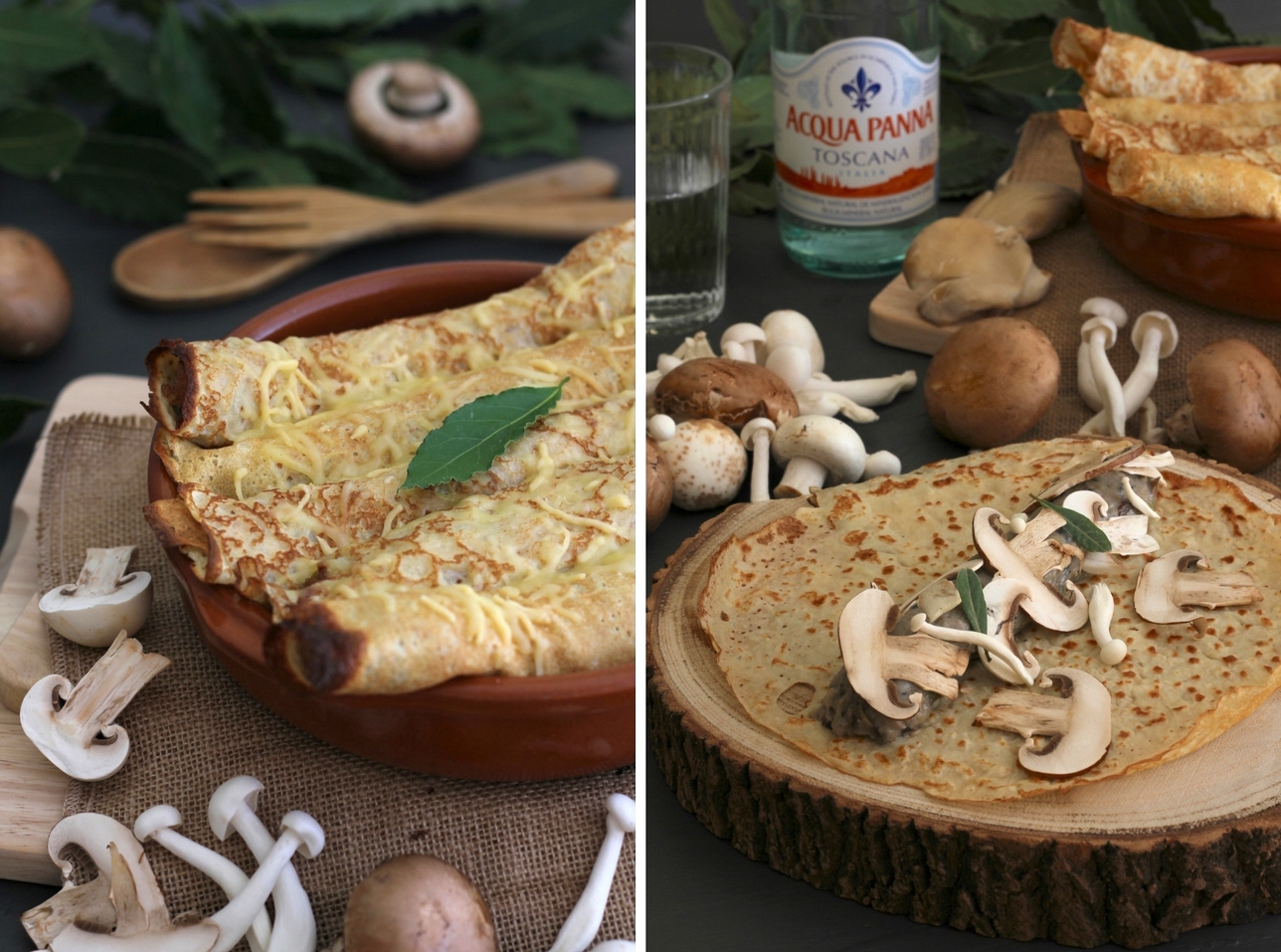 Crepes rellenos de Boletus y Puerros