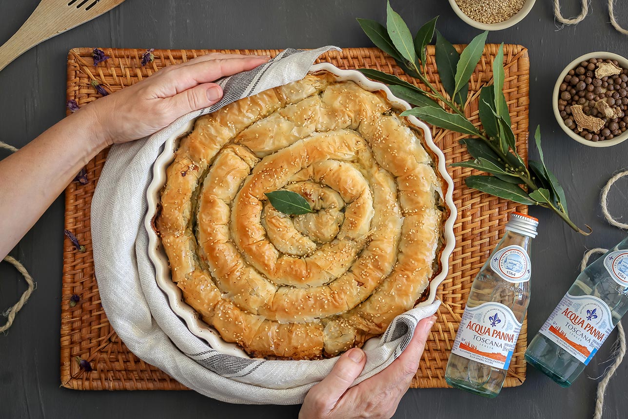 Pastel de espinacas y queso feta