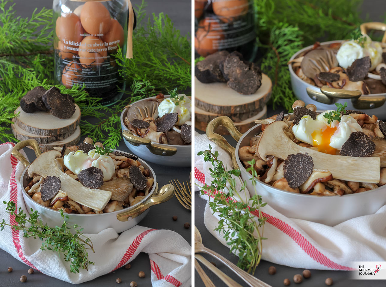 Setas, huevo y trufa